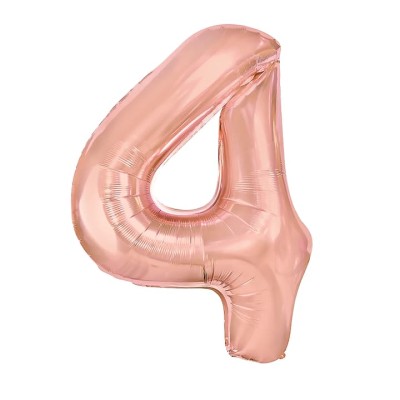 Balon foliowy cyfra 4 różowe złoto 100 cm