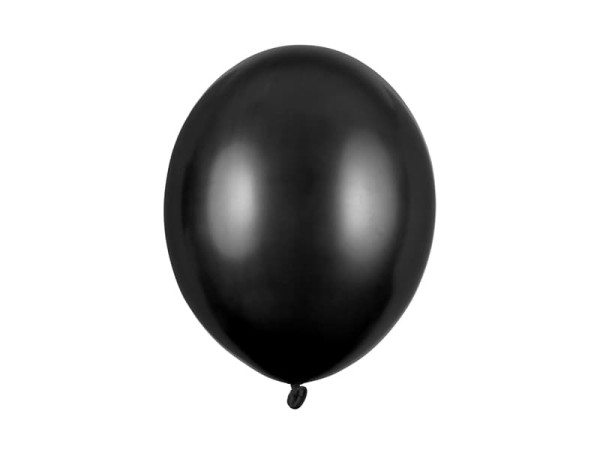 Balony metaliczne czarny Metallic Black strong, 30 cm 10 szt.