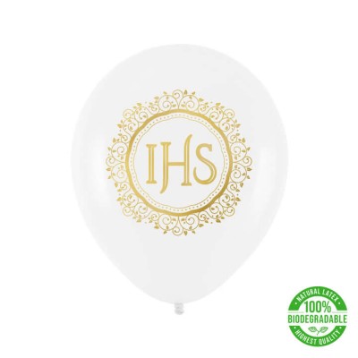 Balony lateksowe Komunia Święta IHS złoty 30 cm 3 szt.