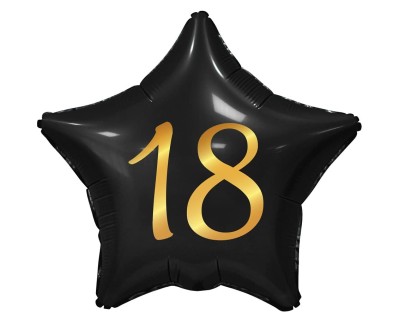 Balon foliowy gwiazdka czarna 18 urodziny, 48 cm