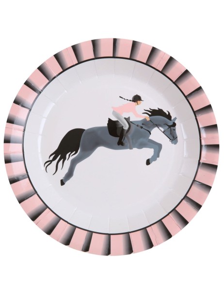 Talerzyki papierowe Koń Wyścigowy, 23 cm 10 szt.