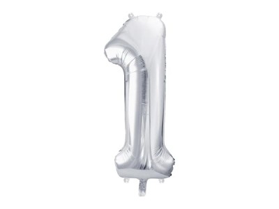 Balon foliowy cyfra 1 srebrny 86 cm
