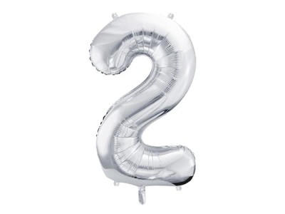 Balon foliowy cyfra 2 srebrny 86 cm