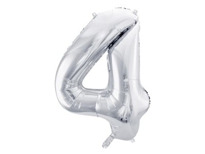 Balon foliowy cyfra 4 srebrny 86 cm