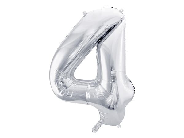 Balon foliowy cyfra 4 srebrny 86 cm