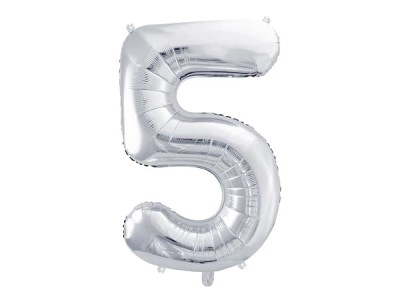 Balon foliowy cyfra 5 srebrny 86 cm