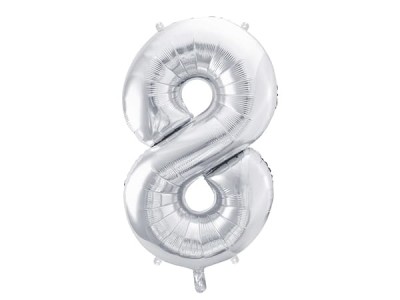 Balon foliowy cyfra 8 srebrny 86 cm