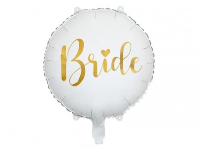 Balon foliowy okrągły Bride biały, 45 cm