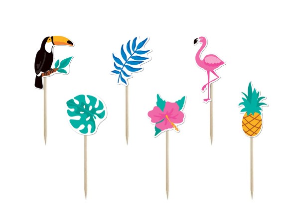Pikery dekoracje do muffinek babeczek hawajskie kształty Aloha Party, 6 szt.