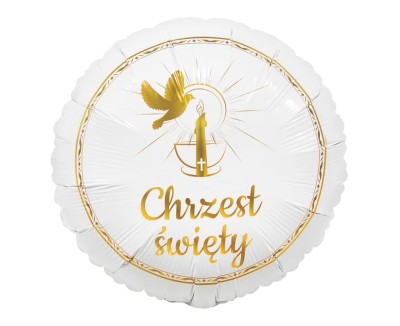 Balon foliowy Chrzest Święty gołąbek i świeca, 45 cm