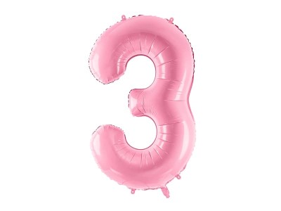 Balon foliowy cyfra 3 różowy 86 cm