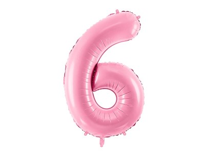 Balon foliowy cyfra 6 różowy 86 cm