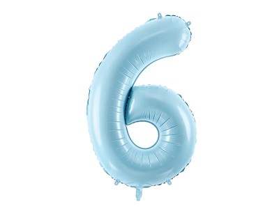 Balon foliowy cyfra 6 niebieski 86 cm