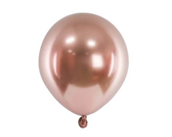 Balony metaliczne Glossy różowe złoto rose gold, 12 cm 3 szt.