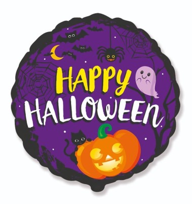  Balon foliowy Happy Halloween okrągły, 45 cm (luz)
