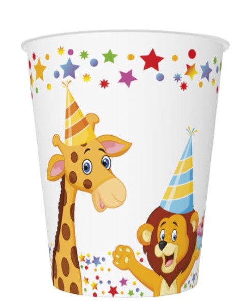 Kubeczki papierowe urodzinowe zwierzątka, 8 szt.