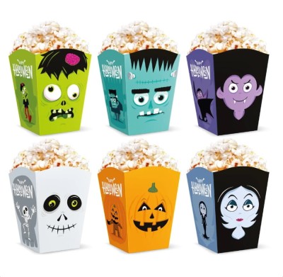 Pudełka na przekąski popcorn chipsy Halloween, 6 szt.