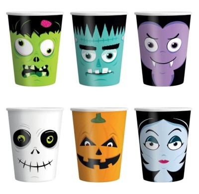 Kubeczki papierowe Halloween, 6 szt.