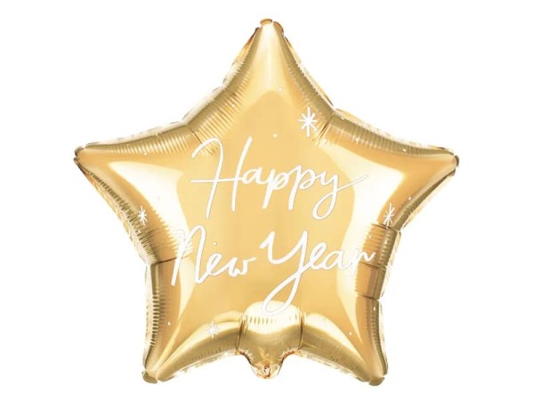 Balon foliowy gwiazdka Happy New Year sylwestrowy złoty, 45 cm