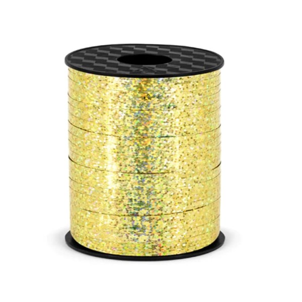 Wstążka tasiemka plastikowa do balonów złota holograficzna 225 m