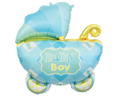Balon foliowy Wózek Baby Boy niebieski, 86x67 cm