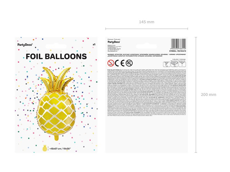 Foliowy balon złoty ananas