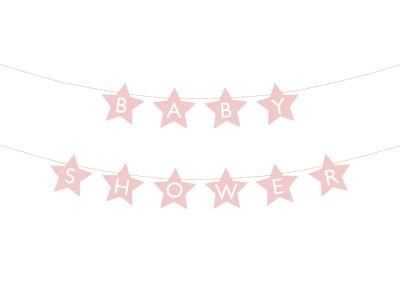 Baner papierowy Baby Shower gwiazdki, różowy
