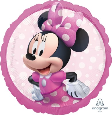Balon foliowy Myszka Minnie różowy okrągły, 43 cm