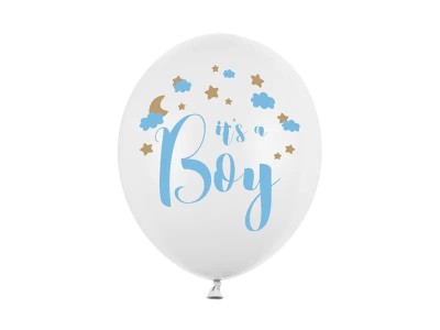 Balony lateksowe "It's a Boy" białe, 30 cm 3 szt.