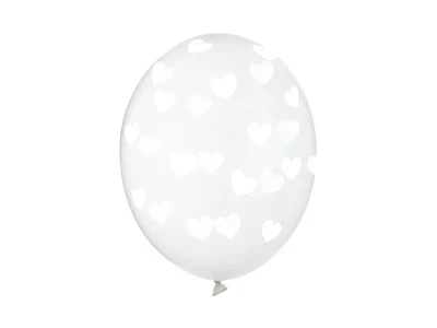 Balony przezroczyste białe serduszka, 30 cm 3 szt.