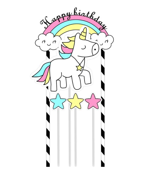 Toppery na tort Tęczowy Jednorożec