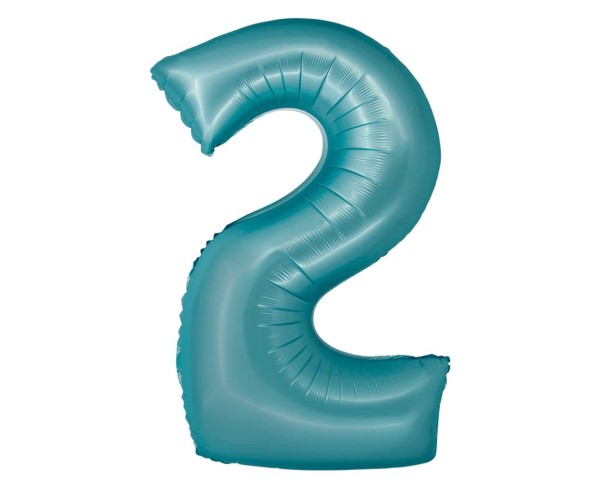 Balon foliowy cyfra "2" niebieski matowy, 76 cm
