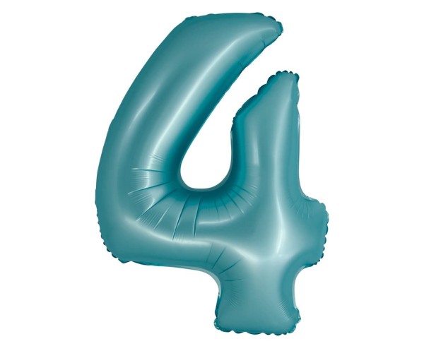 Balon foliowy cyfra "4" niebieski matowy, 76 cm