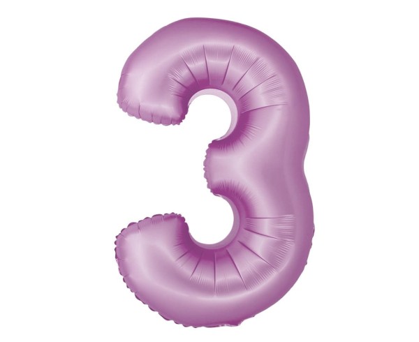 Balon foliowy cyfra "3" fioletowy matowy, 76 cm