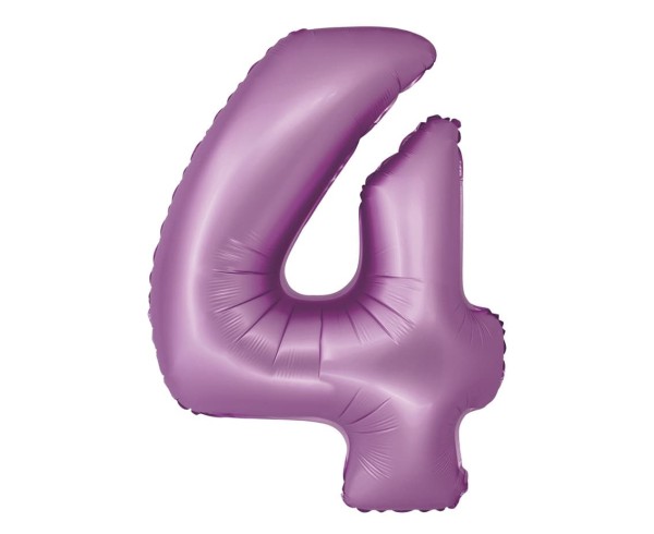 Balon foliowy cyfra "4" fioletowy matowy, 76 cm