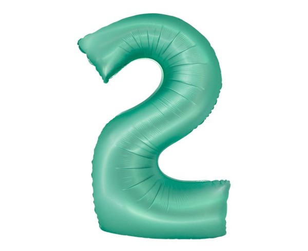Balon foliowy cyfra "2" zielony miętowy matowy, 76 cm