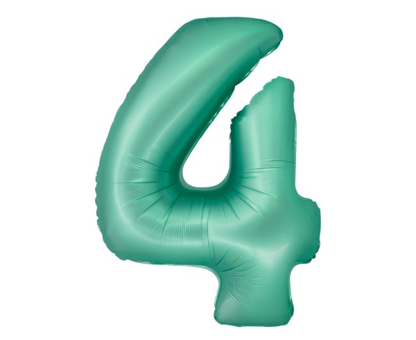Balon foliowy cyfra "4" zielony miętowy matowy, 76 cm
