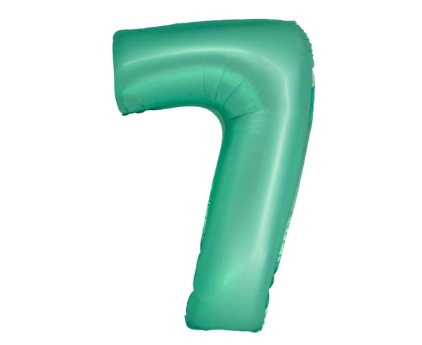 Balon foliowy cyfra "7" zielony miętowy matowy, 76 cm