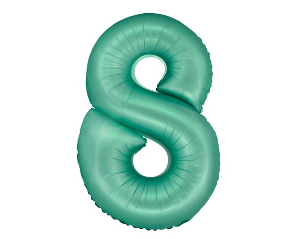Balon foliowy cyfra "8" zielony miętowy matowy, 76 cm