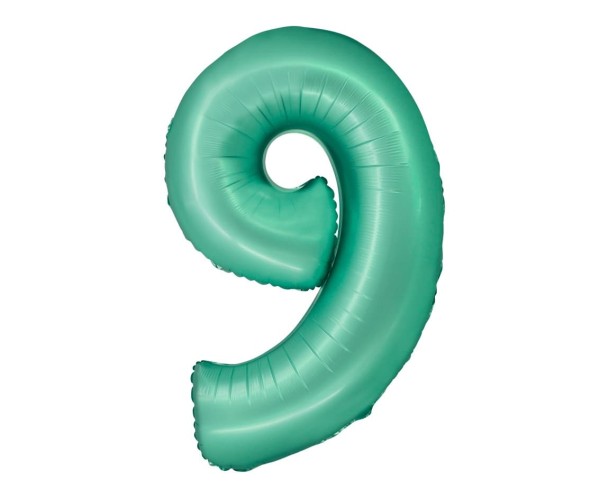 Balon foliowy cyfra "9" zielony miętowy matowy, 76 cm
