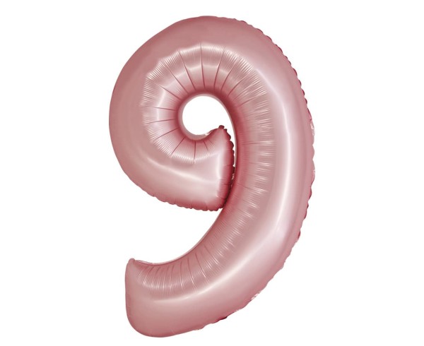 Balon foliowy cyfra "9" jasny różowy matowy, 76 cm