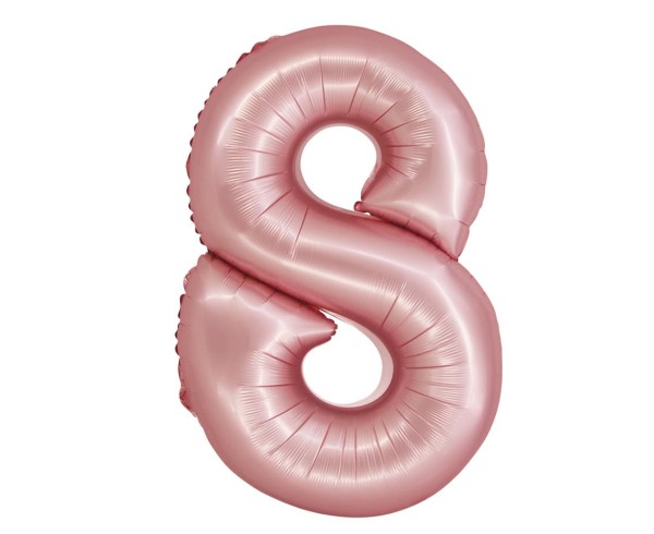 Balon foliowy cyfra "8" jasny różowy matowy, 76 cm