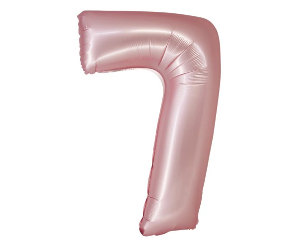 Balon foliowy cyfra "7" jasny różowy matowy, 76 cm
