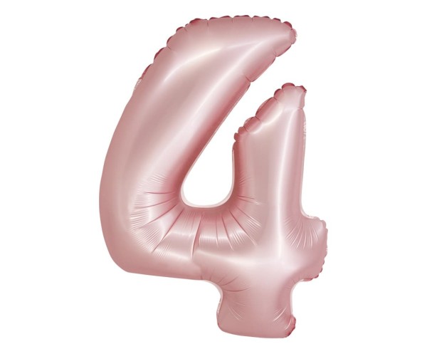 Balon foliowy cyfra "4" jasny różowy matowy, 76 cm