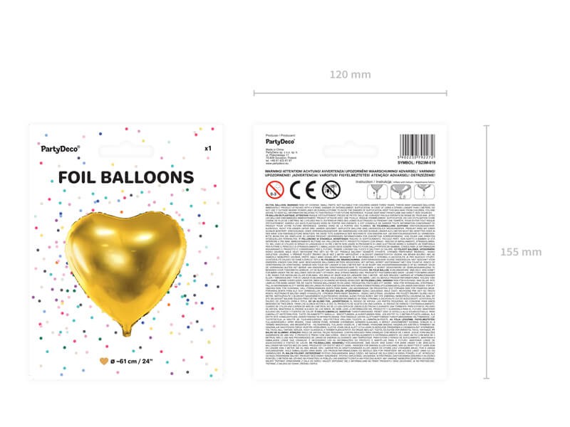 Foliowy balon złote serce
