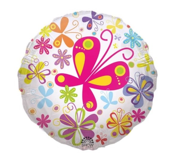 Balon foliowy okrągły Motylki, 47 cm (luz)