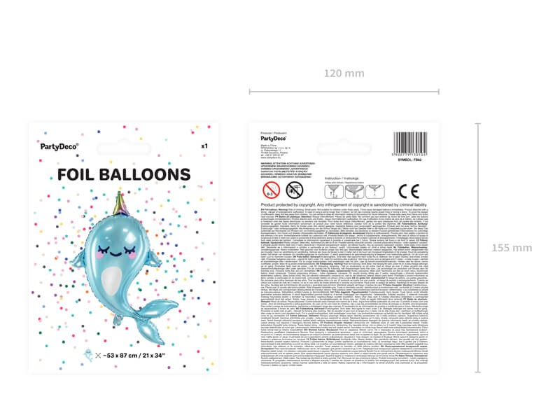 Balon foliowy niebieski narwal