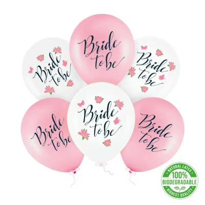 Balony lateksowe Bride to Be kwiaty, 6 szt.