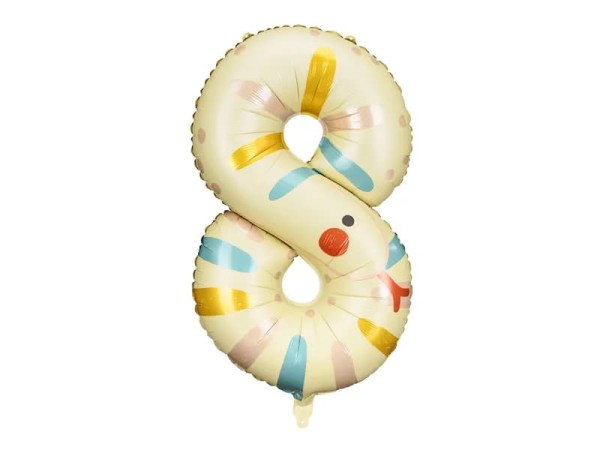 Balon foliowy cyfra "8" zwierzątko Wąż, 55x88 cm